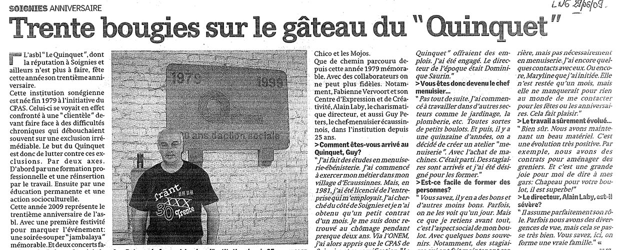 La Nouvelle Gazette "Trente bougies pour le Quinquet"