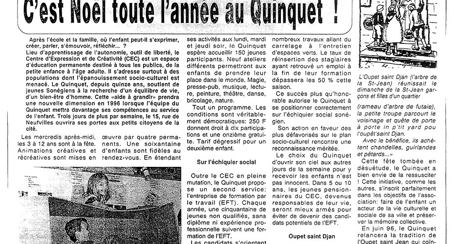 Le Quinquet asbl L'Echo du Centre décembre 1995