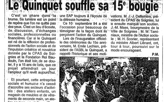 Le Quinquet asbl Nouvelle Gazette septembre 1994