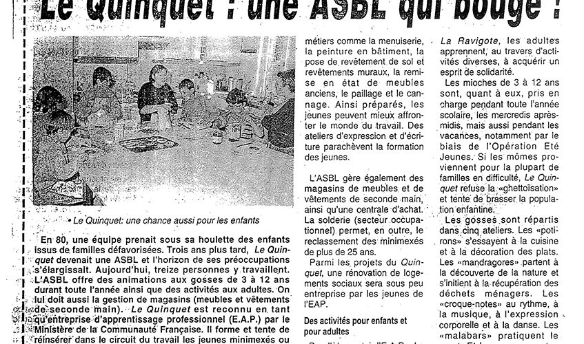 Le quinquet, article de la nouvelle gazette, 28/09/1992
