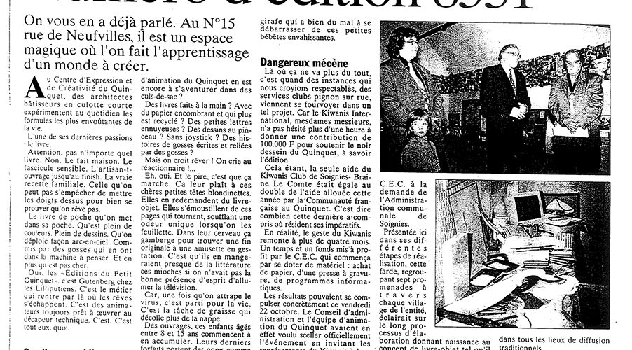 Le quinquet, article de la nouvelle gazette, 28/10/1999