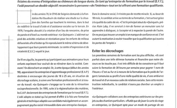 Le Quinquet asbl Dialogue Wallonie juin 2003