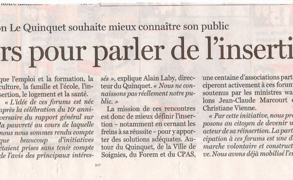 Le Quinquet asbl Le Soir novembre 2006