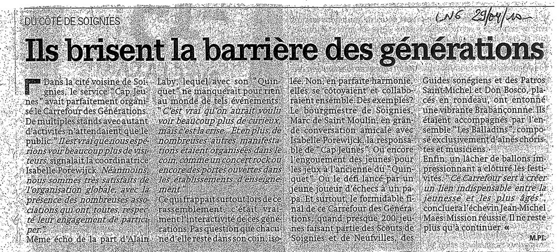 Le quinquet, article de la nouvelle gazette 29 avril 2010